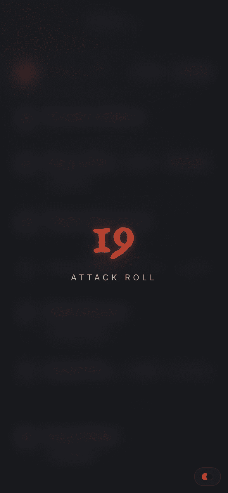 The Player View on a phone, showing the same attack roll of 19 revealed to the table.